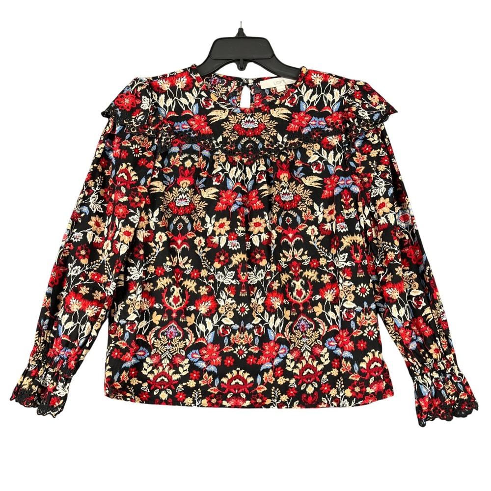 LOFT Petites XSP Ditzy Floral‎ Ruffle Smocked Boho Blouse Top Whimsigoth Fairy